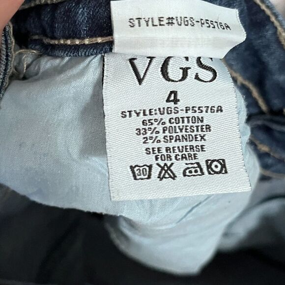VGS Skinny Jeans Size 4 Medium Wash Light Distressed Fold Pockets Embroidered - Picture 4 of 9